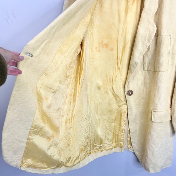 Vintage JAX Sport Vancouver 100% ramie butter yellow summer blazer jacket L - Picture 11 of 16